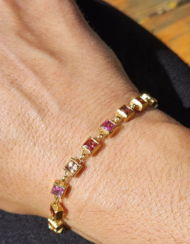 Custom Order: 18k Gold Sapphire Link Bracelet #519