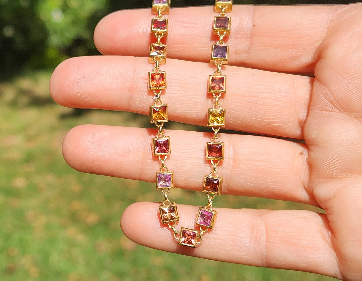 Custom Order: 18k Gold Sapphire Link Bracelet #519