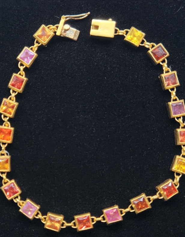 Custom Order: 18k Gold Sapphire Link Bracelet #519
