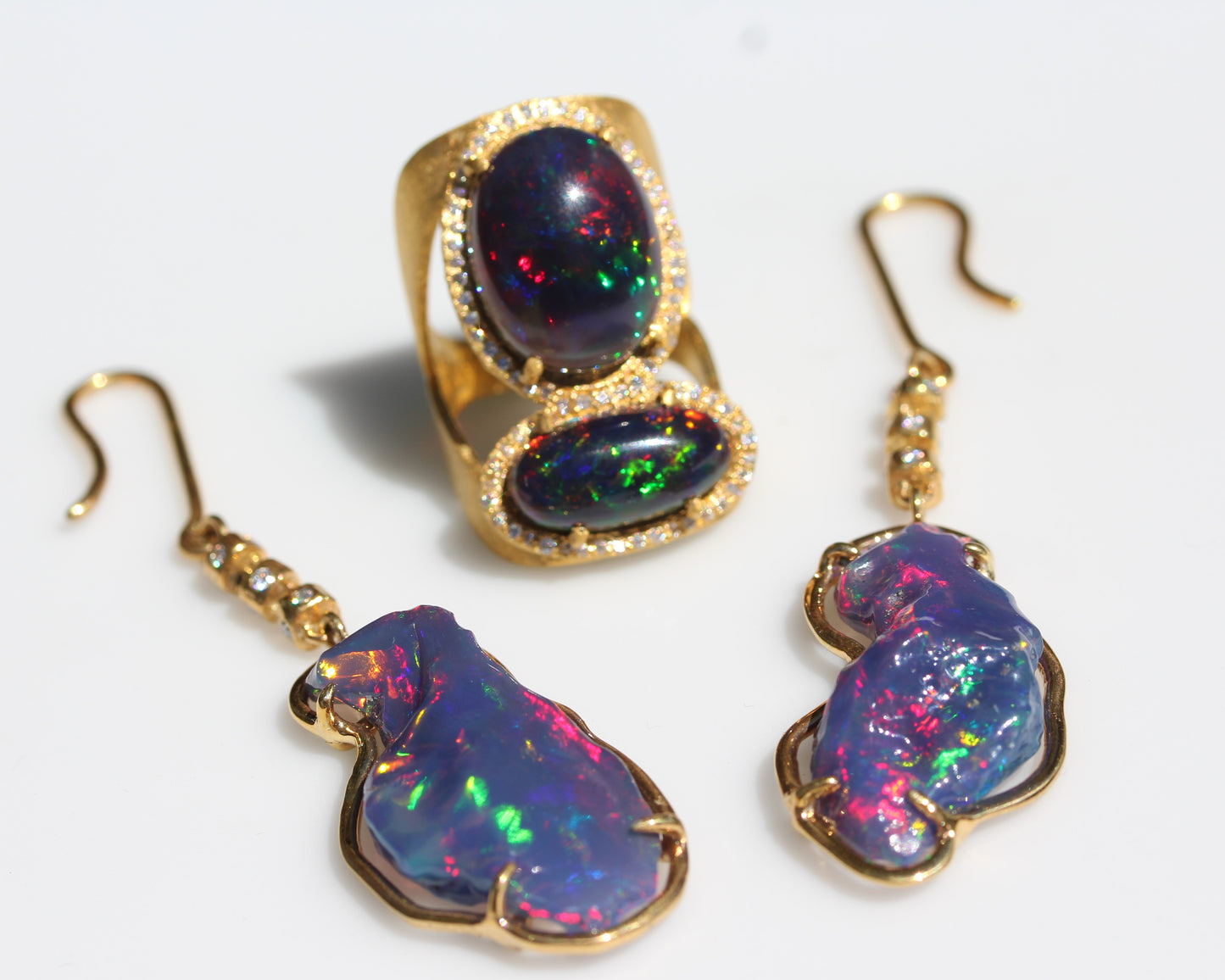 Custom Order: 18k Gold Black Opal Ring - Gemstone Jewelry #521
