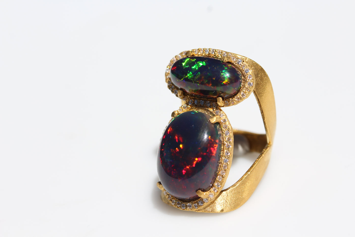 Custom Order: 18k Gold Black Opal Ring - Gemstone Jewelry #521