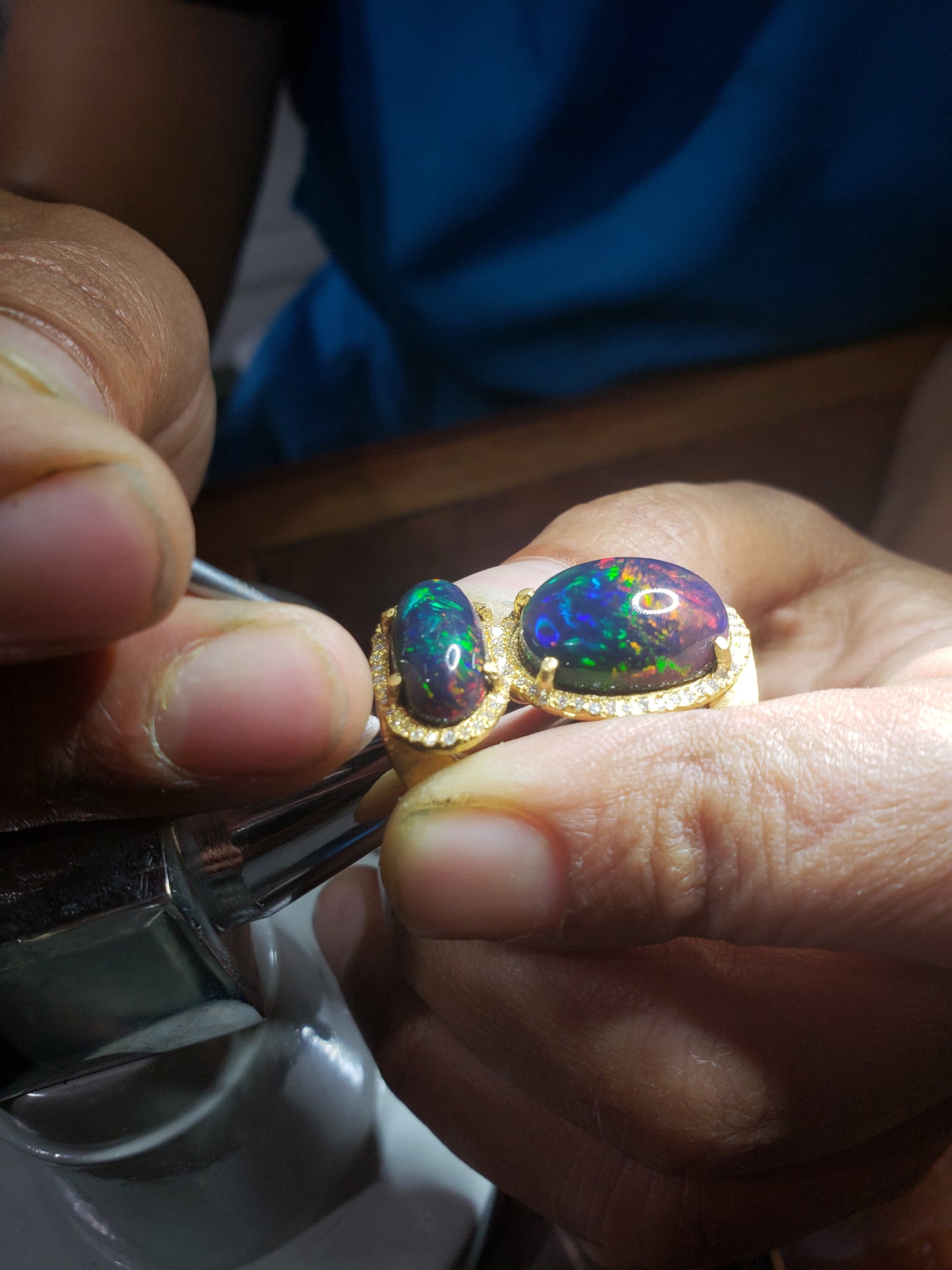 Custom Order: 18k Gold Black Opal Ring - Gemstone Jewelry #521