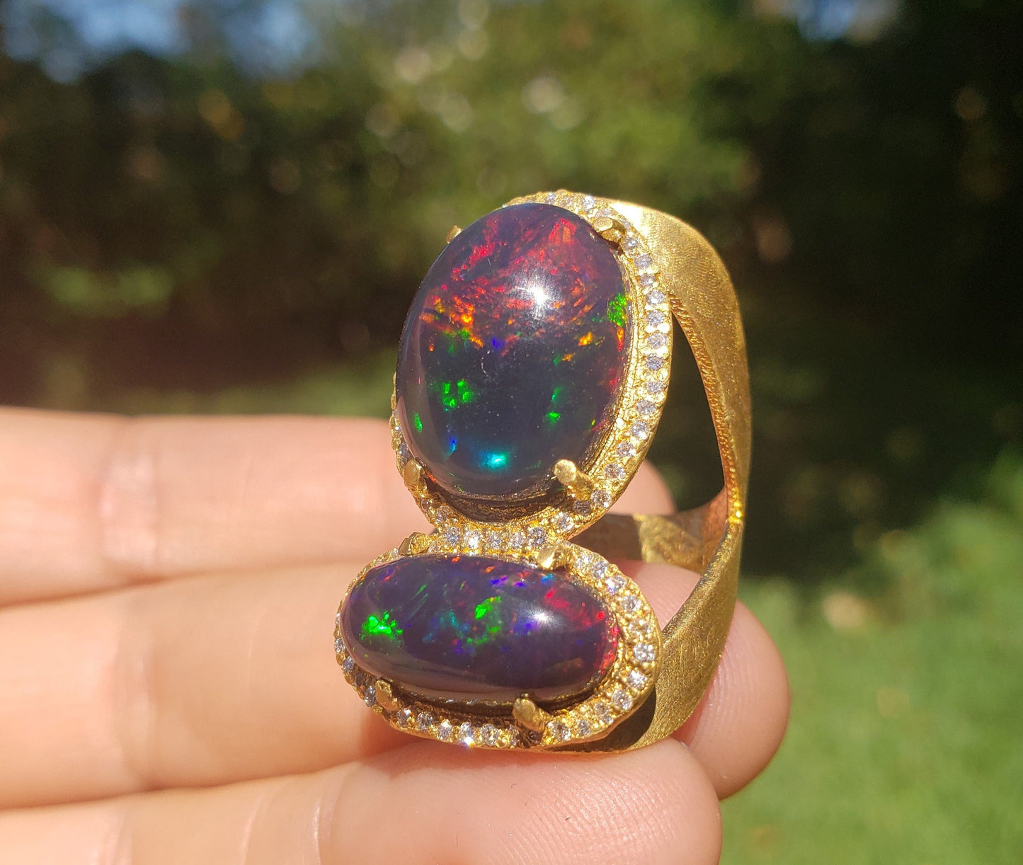 Custom Order: 18k Gold Black Opal Ring - Gemstone Jewelry #521