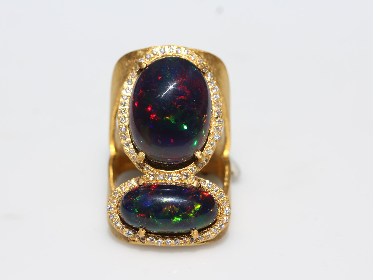 Custom Order: 18k Gold Black Opal Ring - Gemstone Jewelry #521