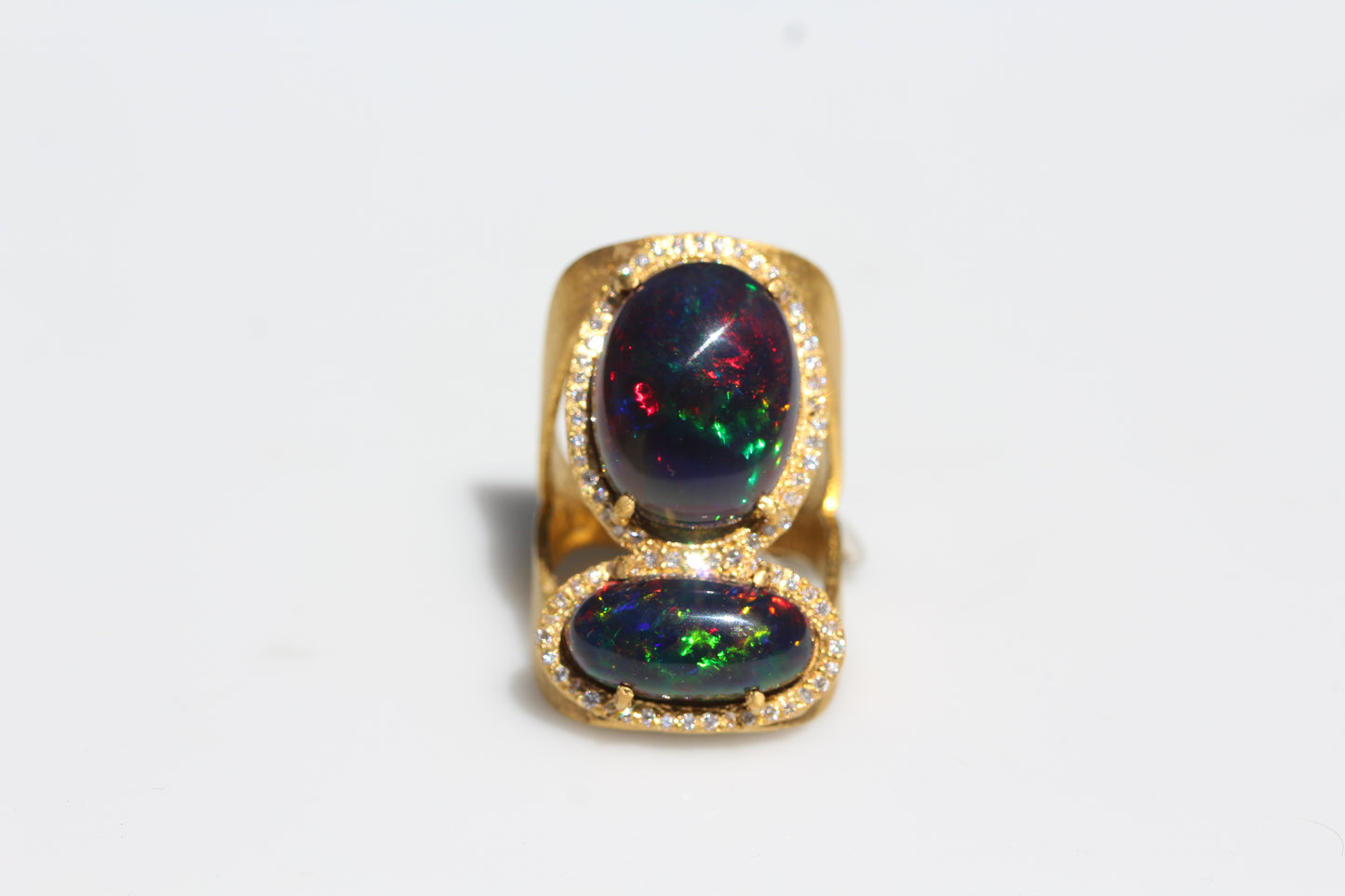 Custom Order: 18k Gold Black Opal Ring - Gemstone Jewelry #521