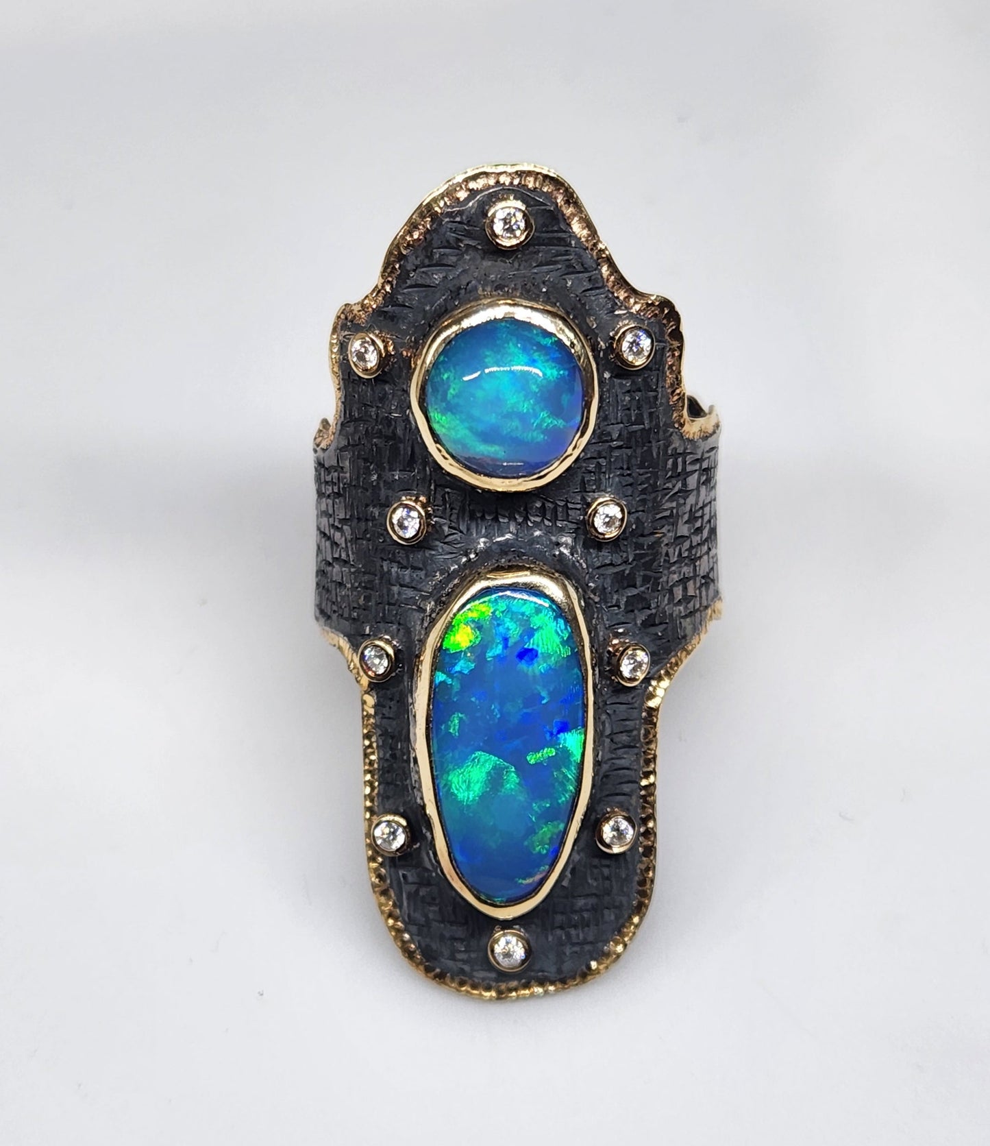 Made To Order Rustic Opal Ring (Large) - 14k Gold & Sterling Silver