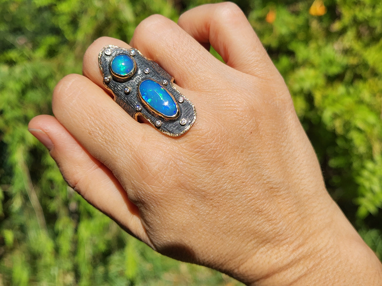 Made To Order Rustic Opal Ring (Large) - 14k Gold & Sterling Silver