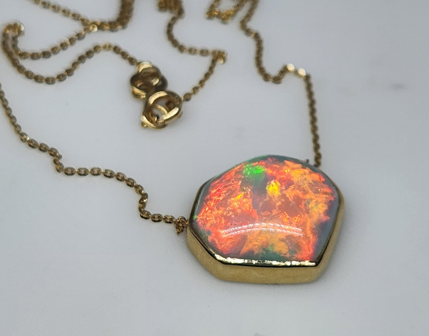Opal Pendant 14k Yellow Gold Chain Necklace #422