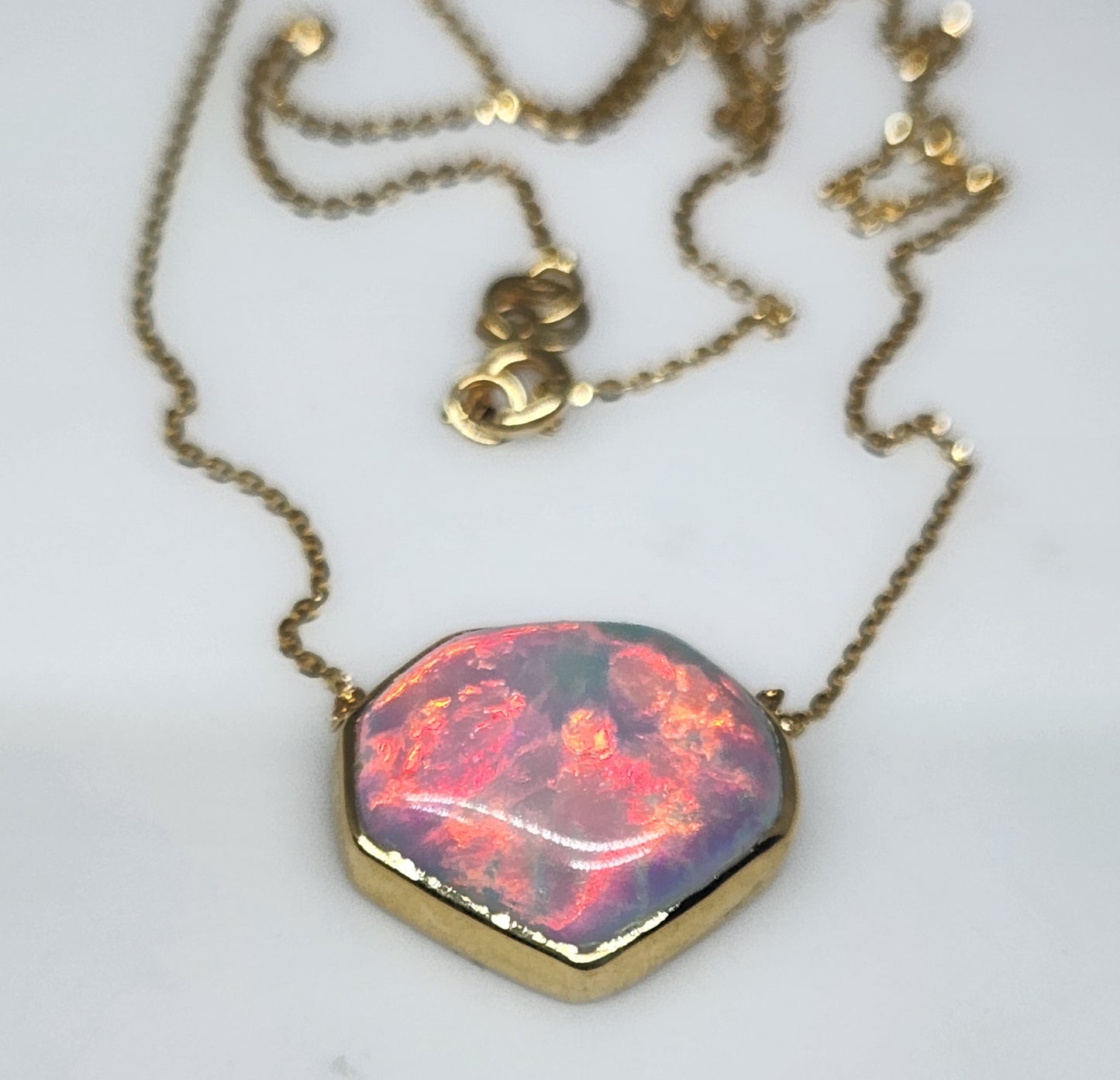 Opal Pendant 14k Yellow Gold Chain Necklace #422