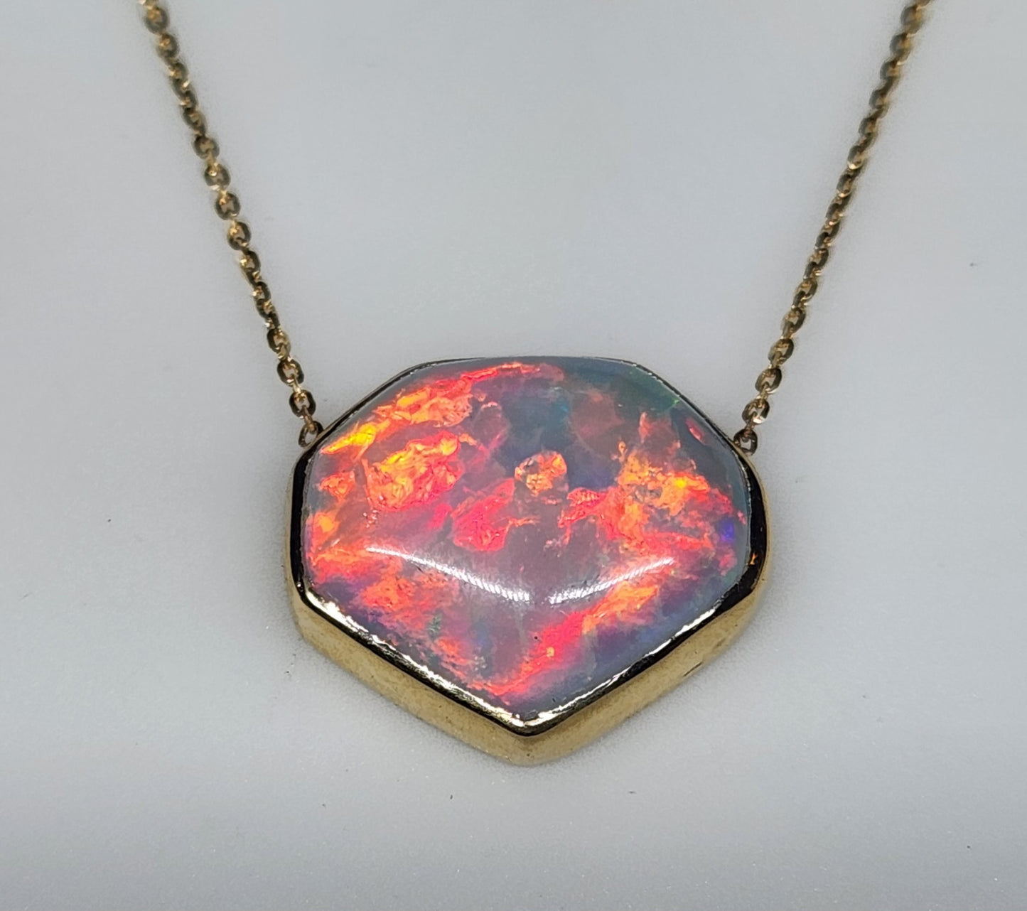 Opal Pendant 14k Yellow Gold Chain Necklace #422