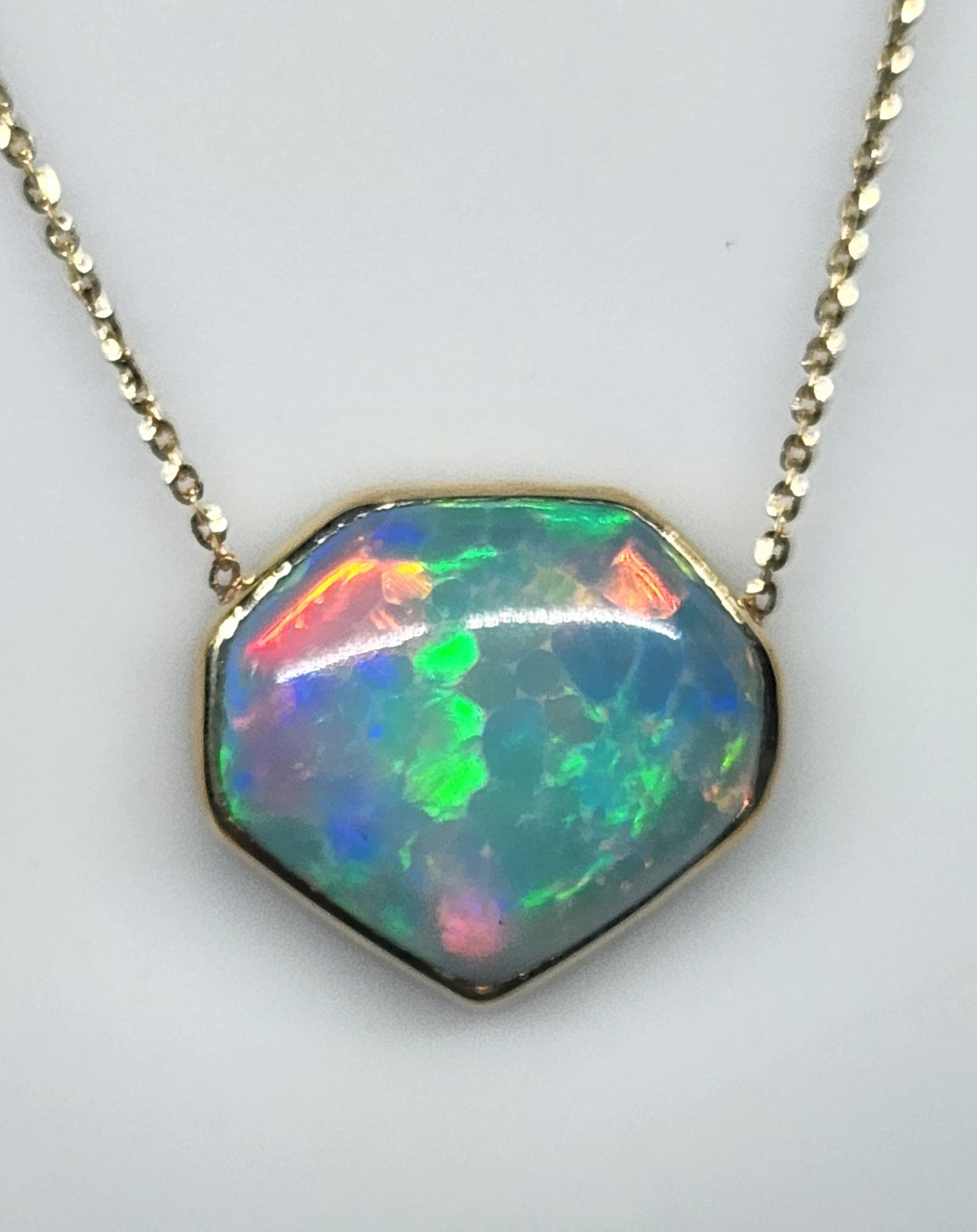 Opal Pendant 14k Yellow Gold Chain Necklace #422