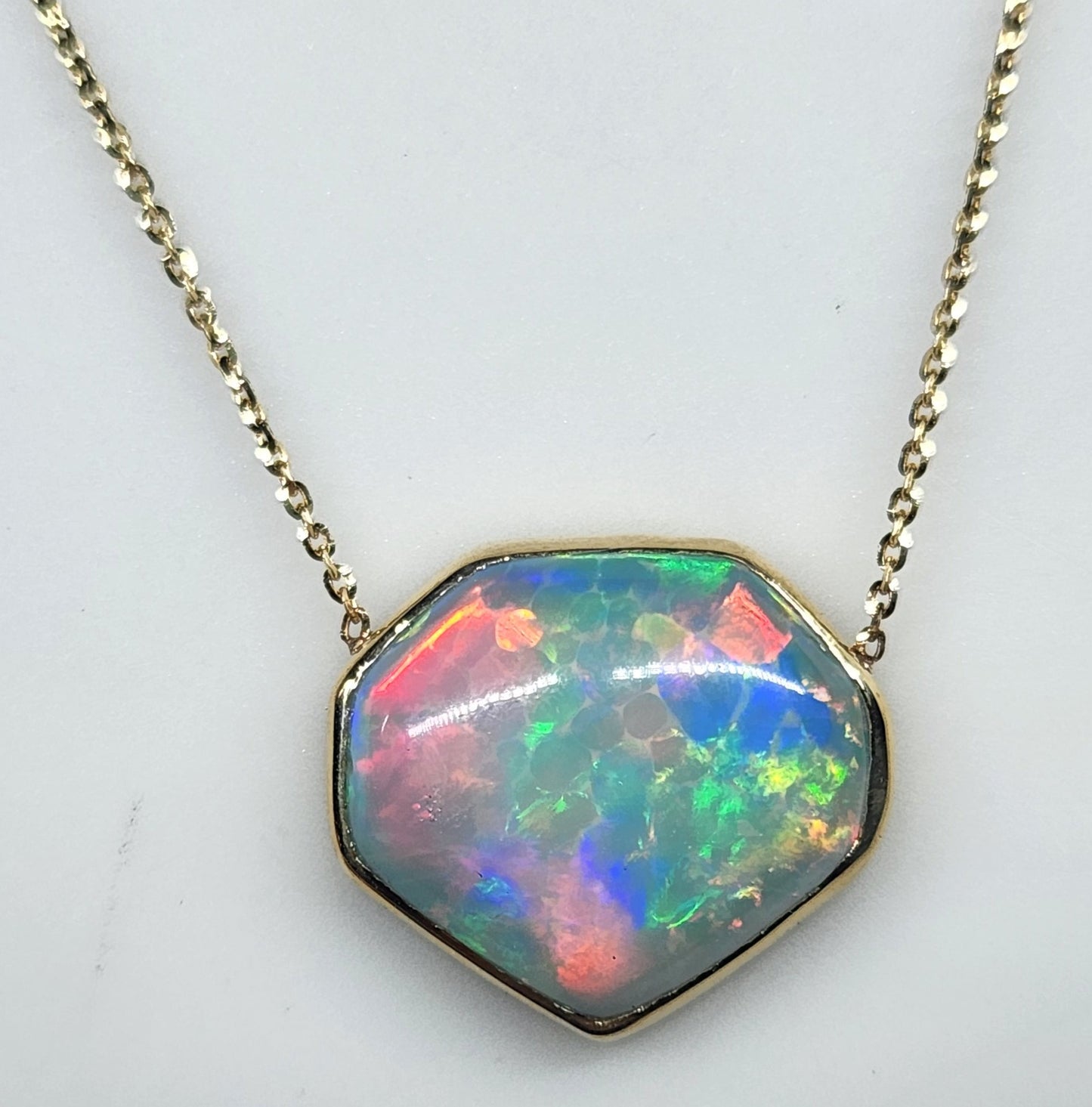 Opal Pendant 14k Yellow Gold Chain Necklace #422