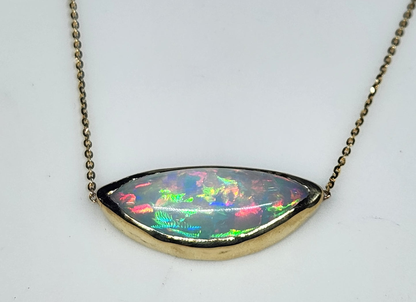 Opal Pendant 14k Yellow Gold Chain Necklace #421