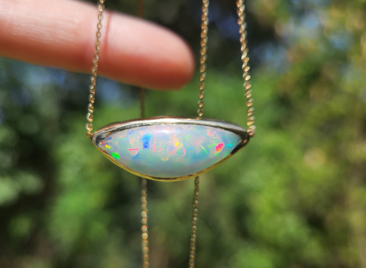 Opal Pendant 14k Yellow Gold Chain Necklace #421