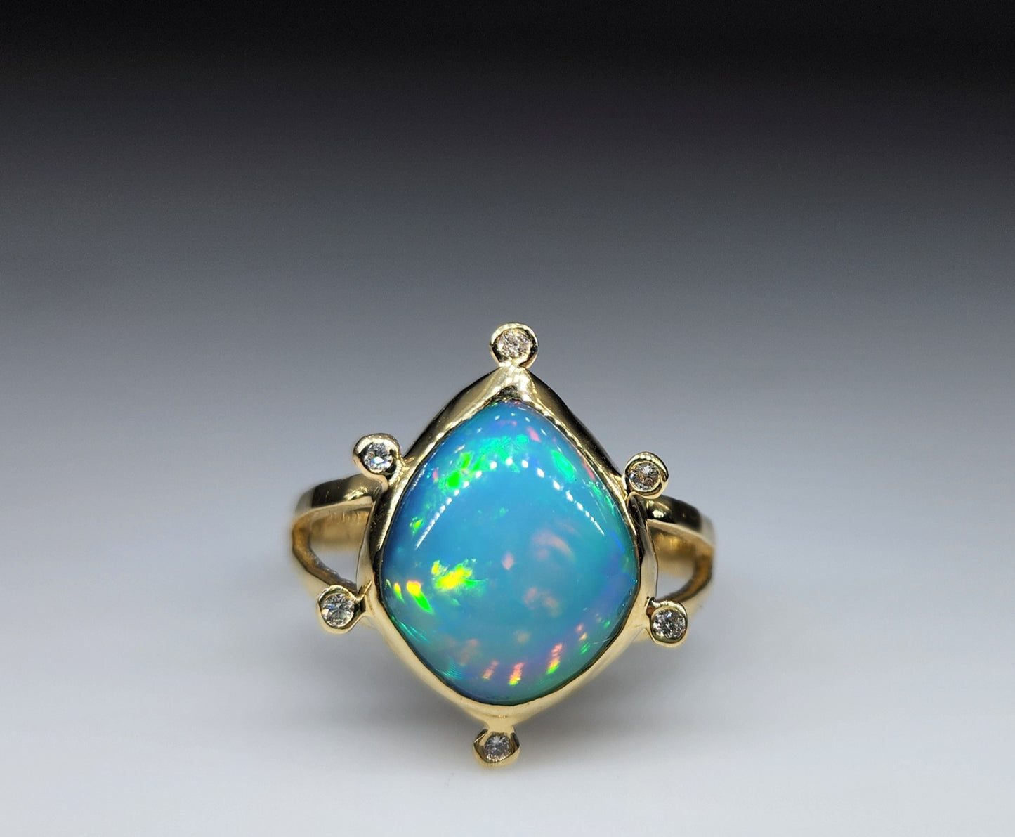 Opal & Diamond 14k Gold Ring #426