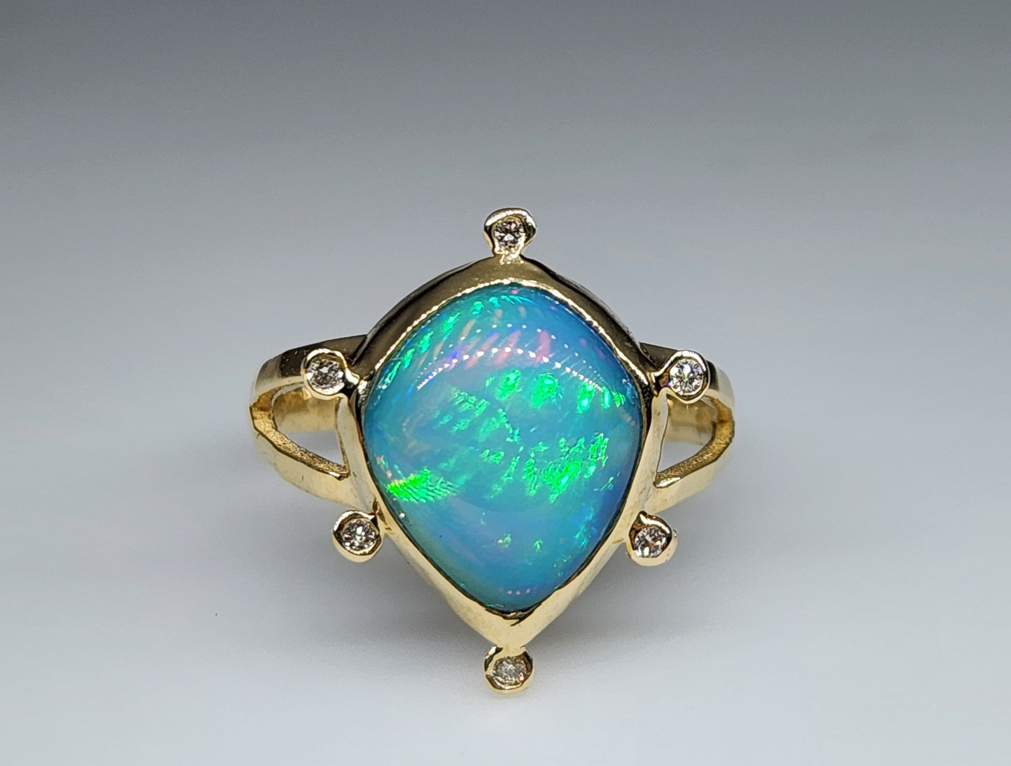 Opal & Diamond 14k Gold Ring #426