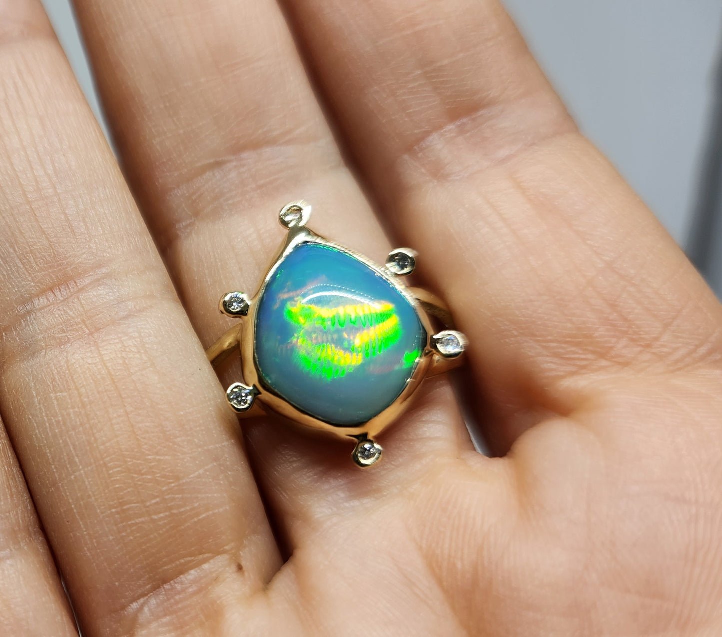 Opal & Diamond 14k Gold Ring #426