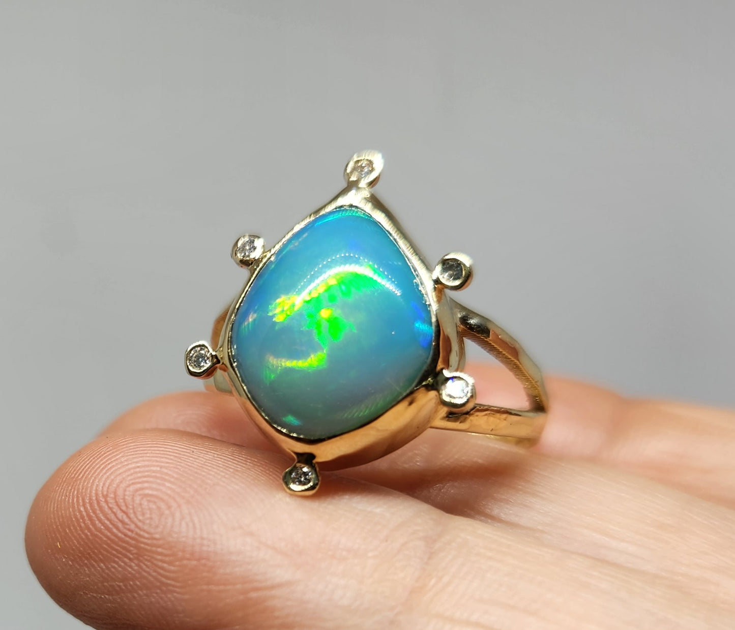 Opal & Diamond 14k Gold Ring #426