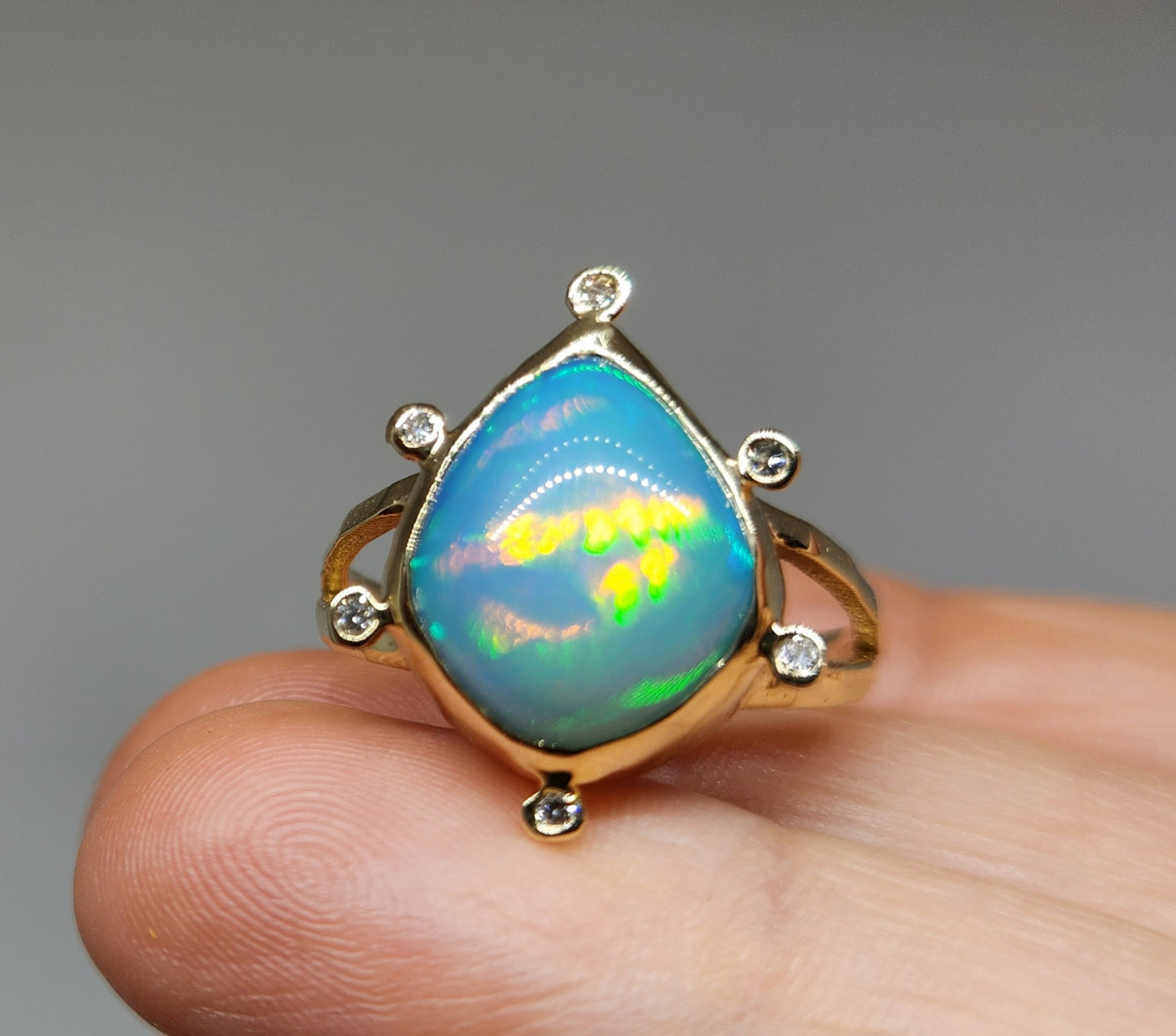 Opal & Diamond 14k Gold Ring #426