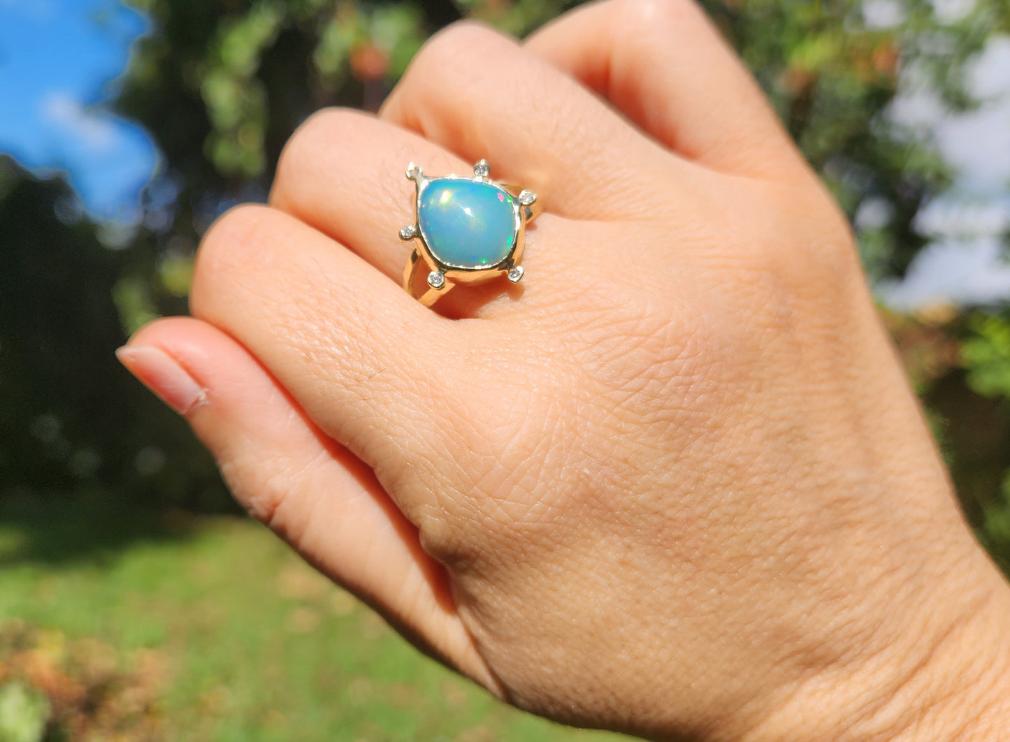 Opal & Diamond 14k Gold Ring #426