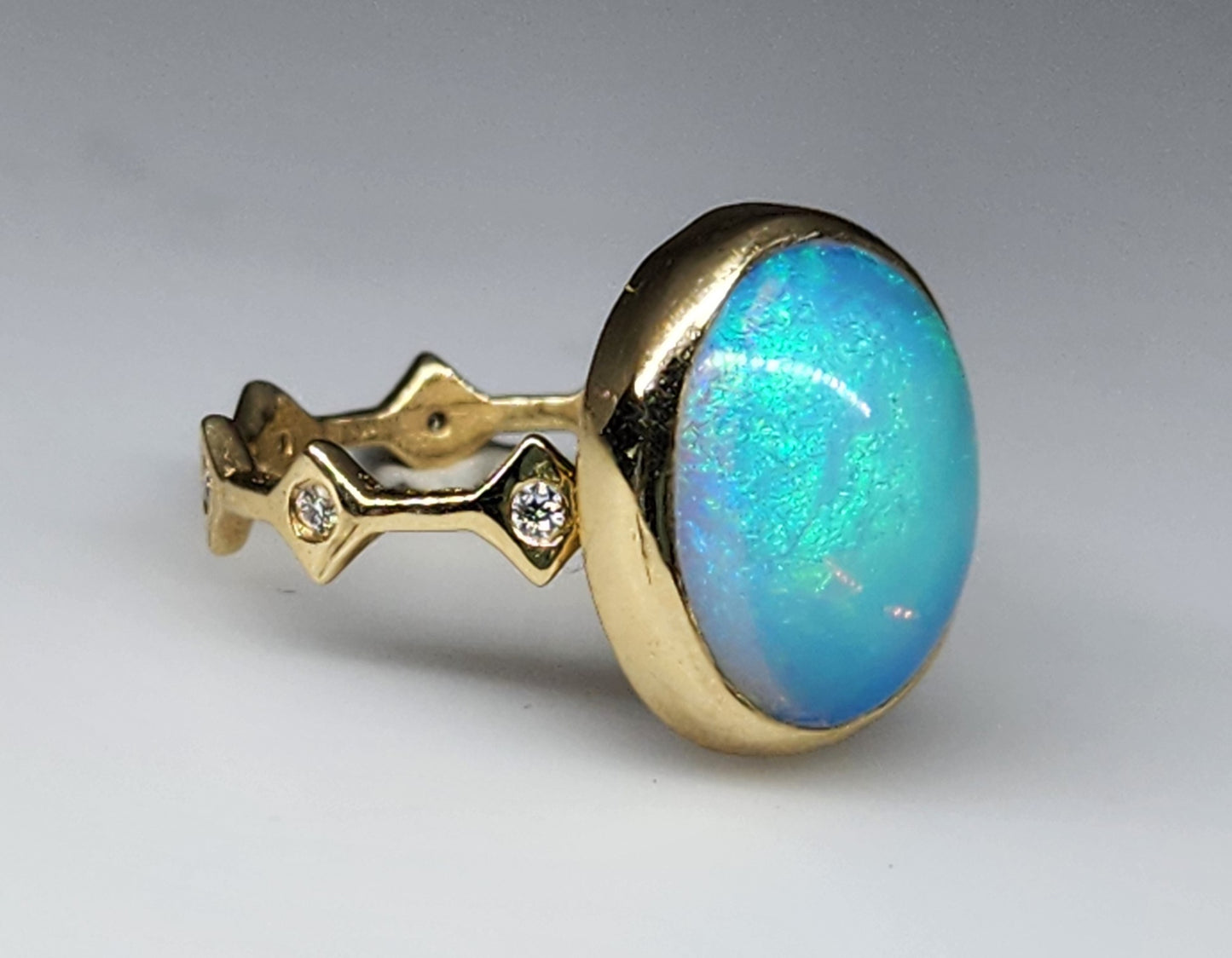Opal & Moissanite Ring Set 14k Gold #442