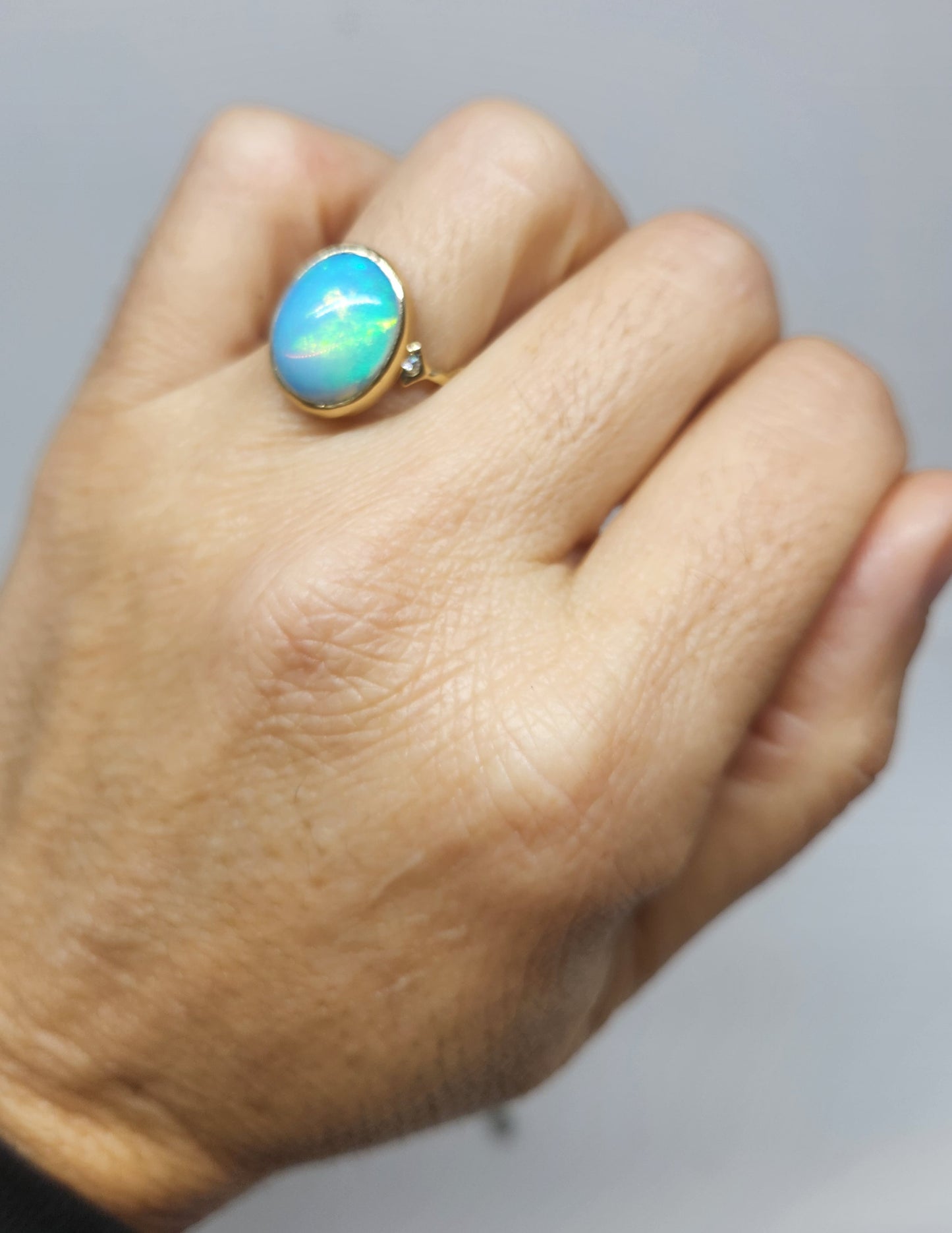 Opal & Moissanite Ring Set 14k Gold #442