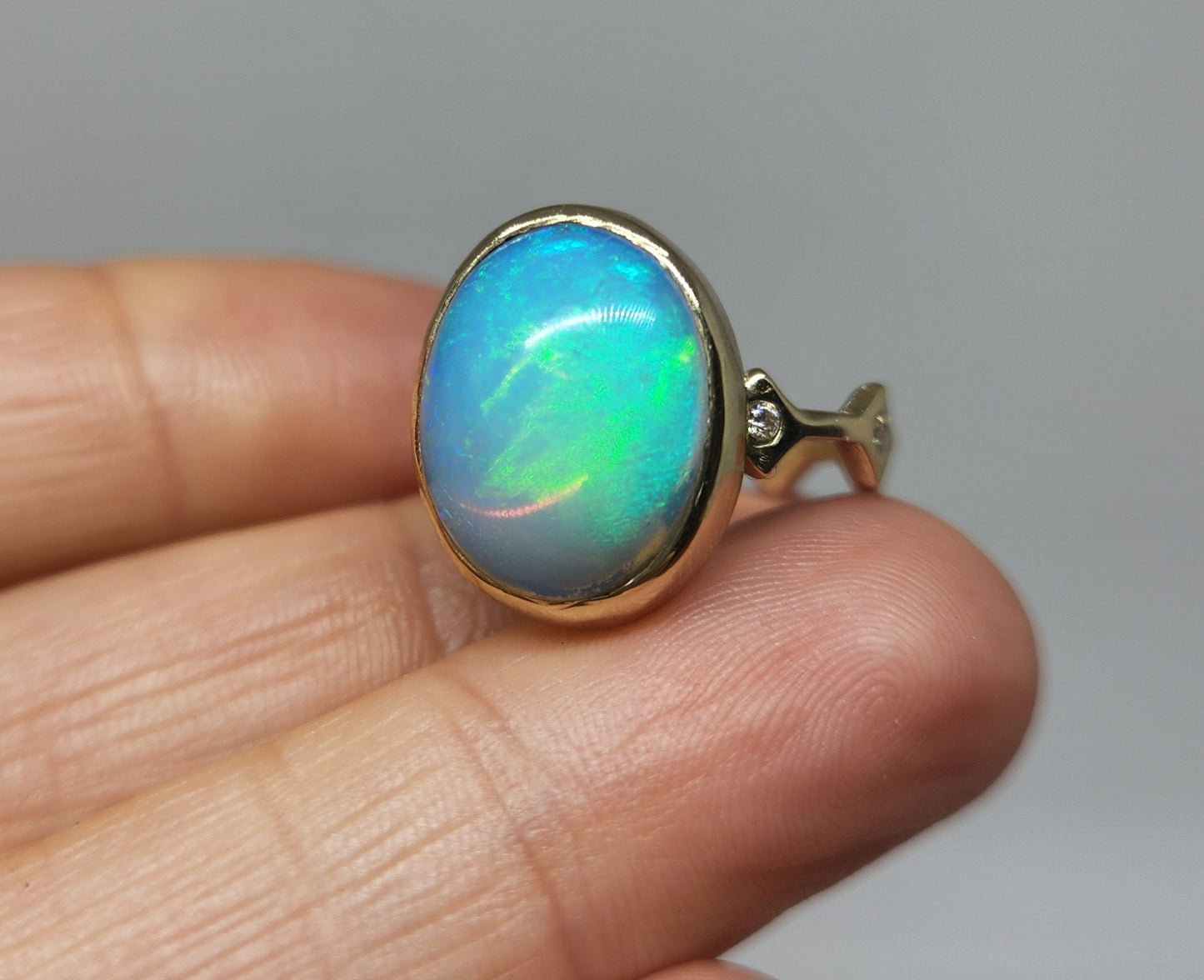 Opal & Moissanite Ring Set 14k Gold #442