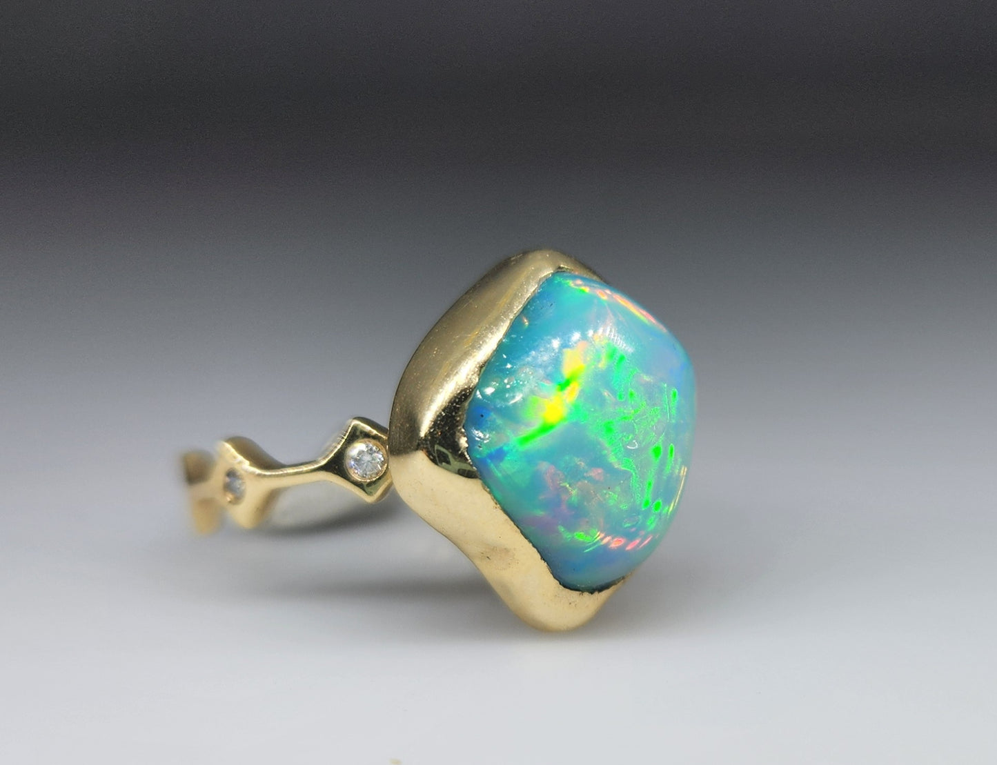 Opal & Moissanite Ring Set 14k Gold #443