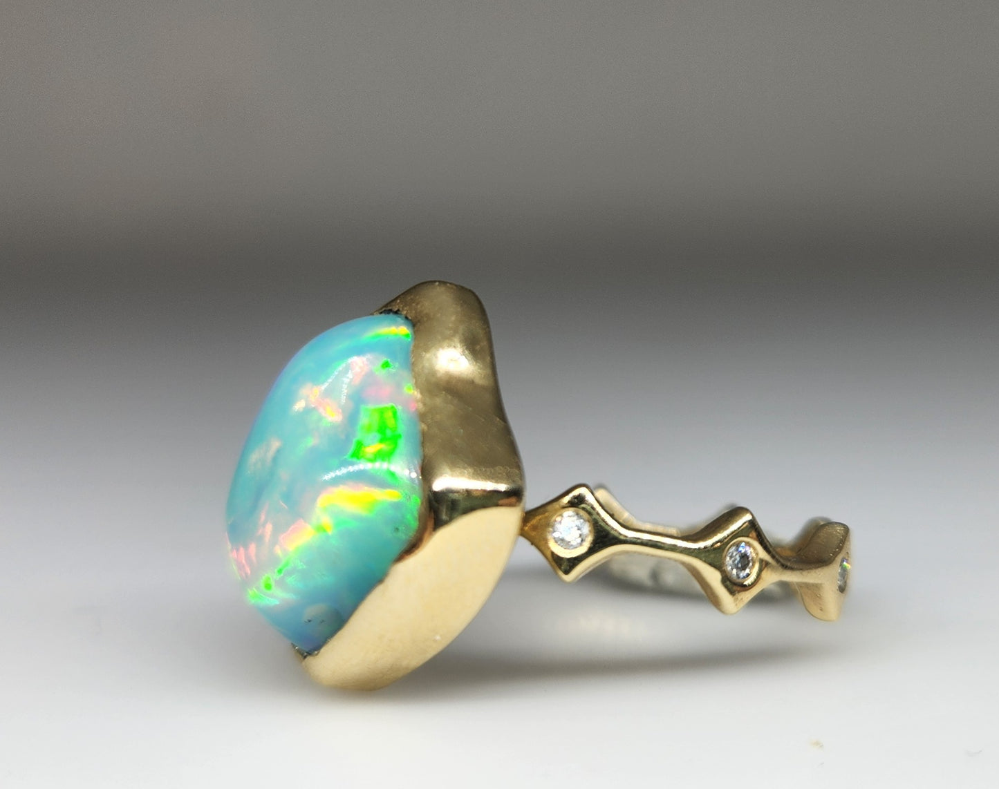 Opal & Moissanite Ring Set 14k Gold #443