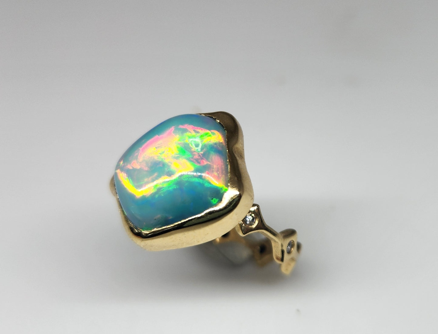 Opal & Moissanite Ring Set 14k Gold #443
