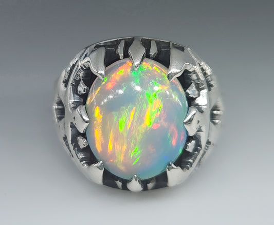 Natural Opal Sterling Silver Ring - Gemstone Jewelry #532