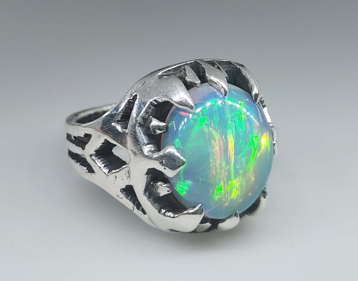 Natural Opal Sterling Silver Ring - Gemstone Jewelry #532