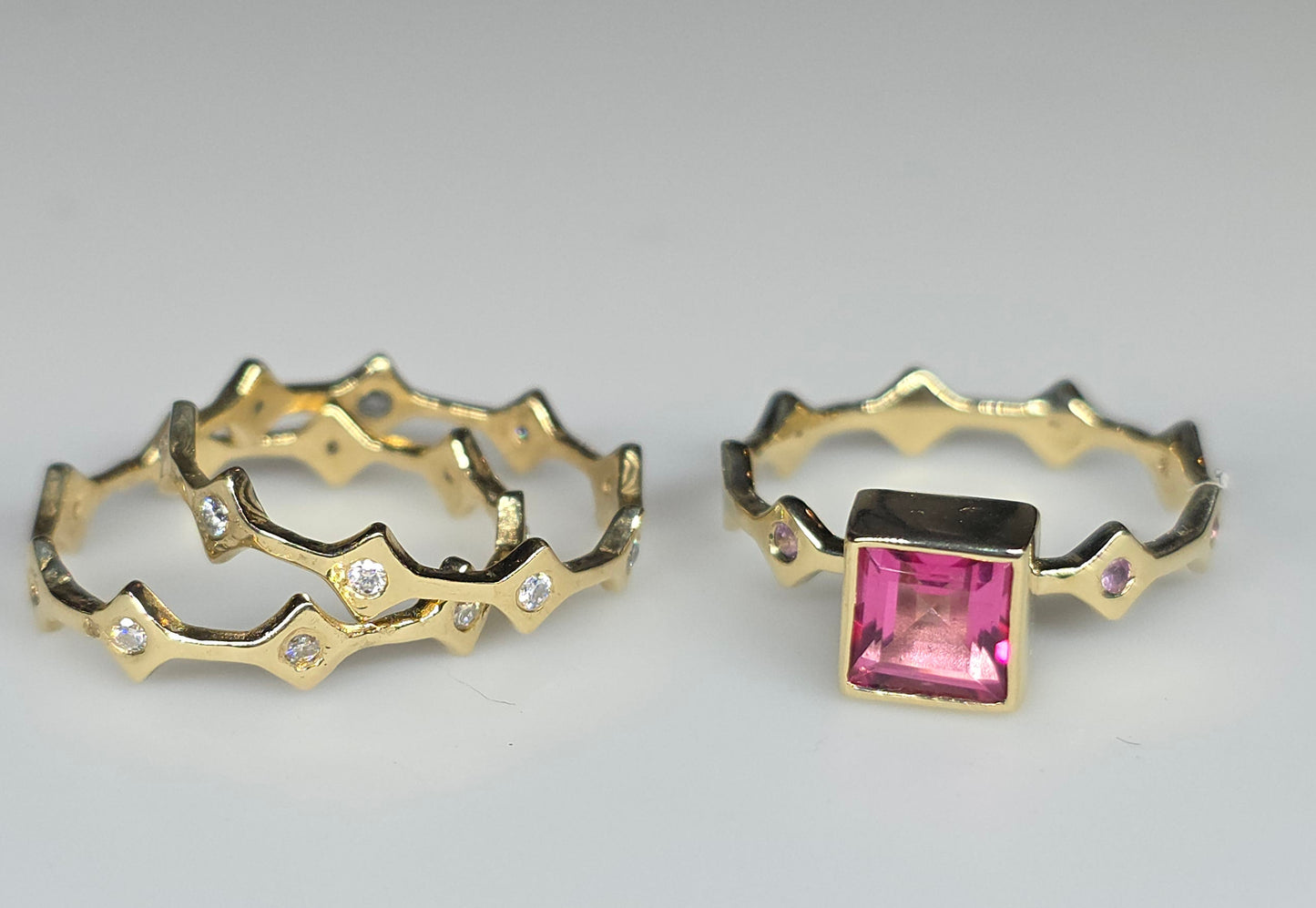 Pink  Topaz Stacking Ring 14k Yellow Gold - Handmade Jewelry #621
