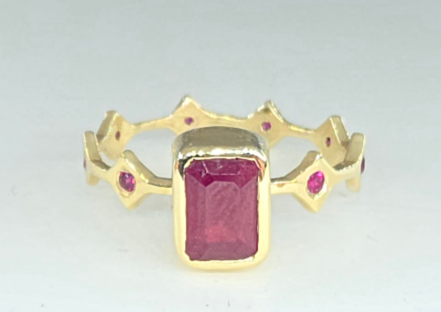 Red Ruby Stacking Ring 14k Yellow Gold - Handmade Jewelry #638