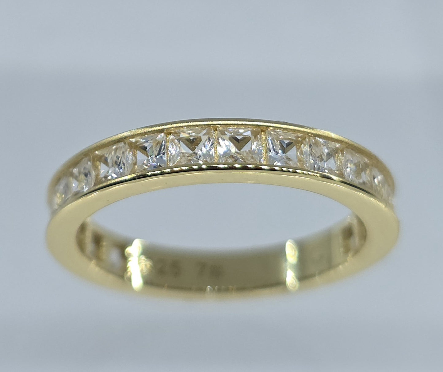 White Channel Set Gemstone Eternity Band #656