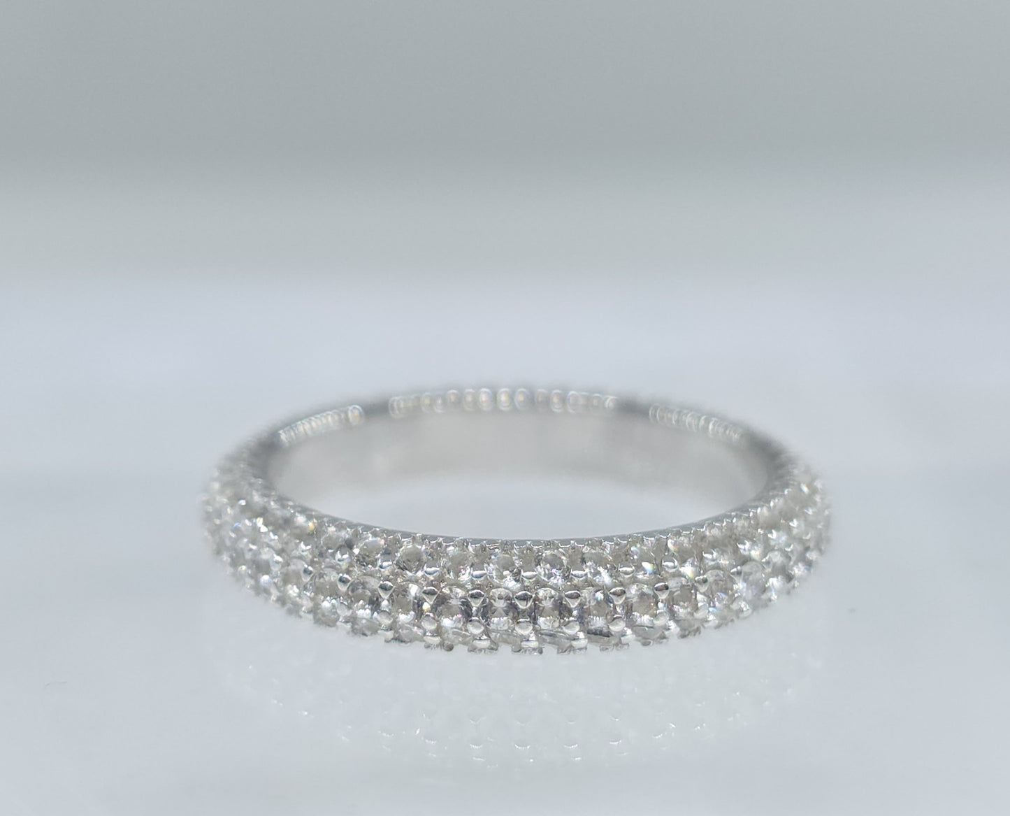 White Gemstone Eternity Band - Sterling Silver #649