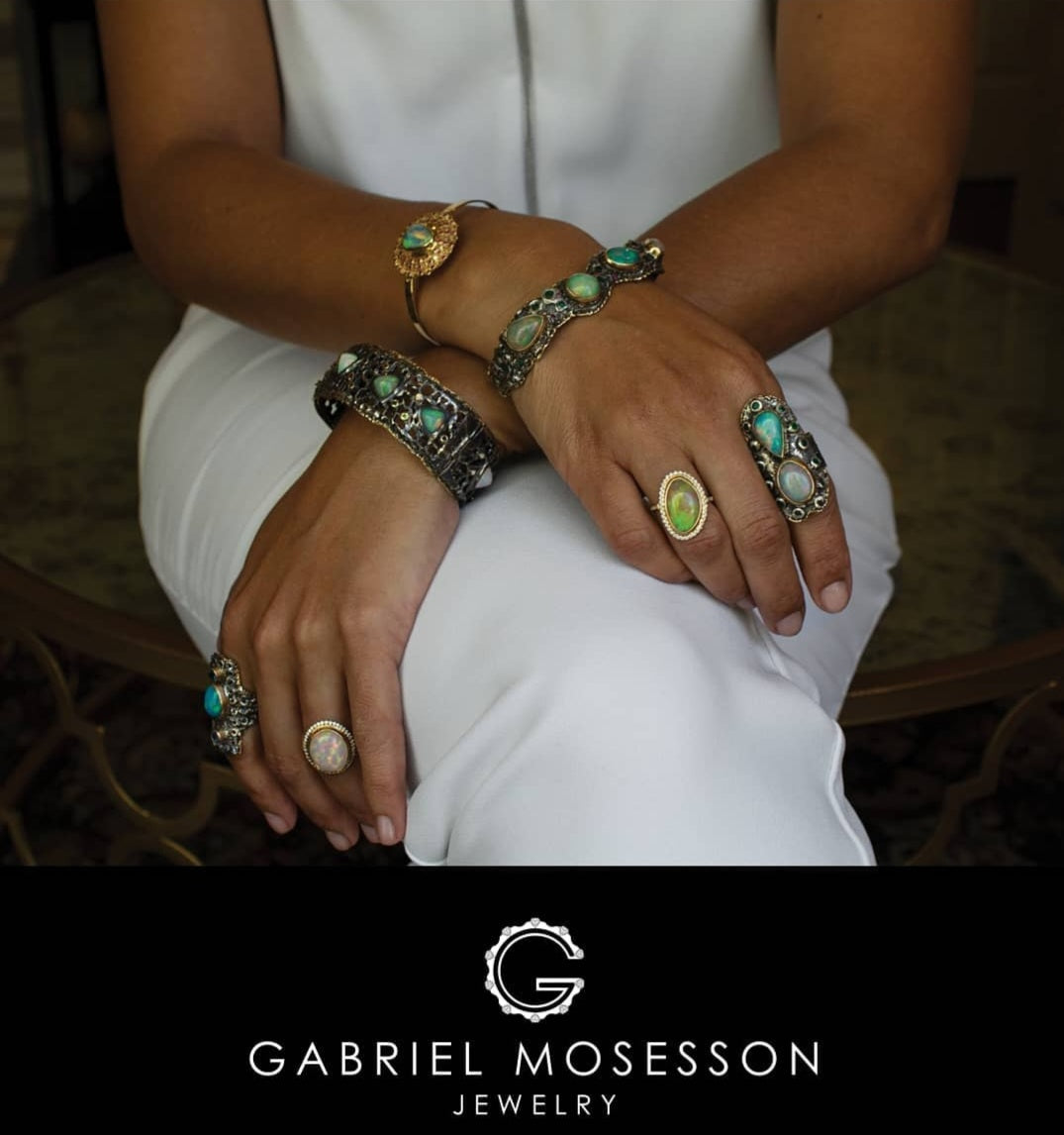 Made To Order - Rustic Silver & Gold Opal Gemstone Cuff Bracelet