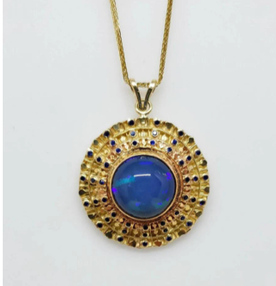 Made To Order -  Opal Medallion Pendant 14k Gold