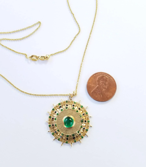 Made To Order -  Emerald Medallion Pendant 14k Gold
