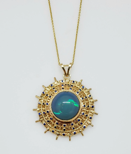 Made To Order - Opal Medallion Pendant 14k Gold