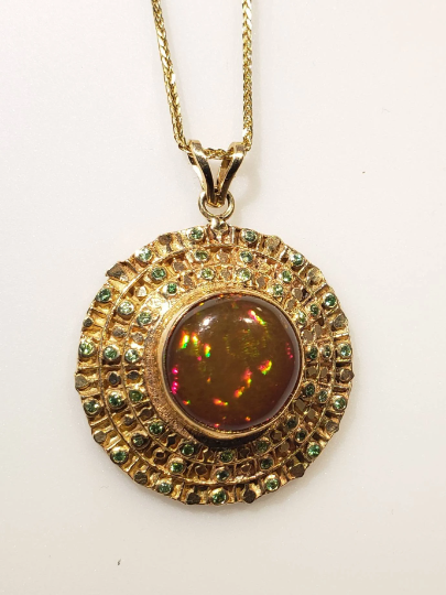 Made To Order - Opal Medallion Pendant 14k Gold