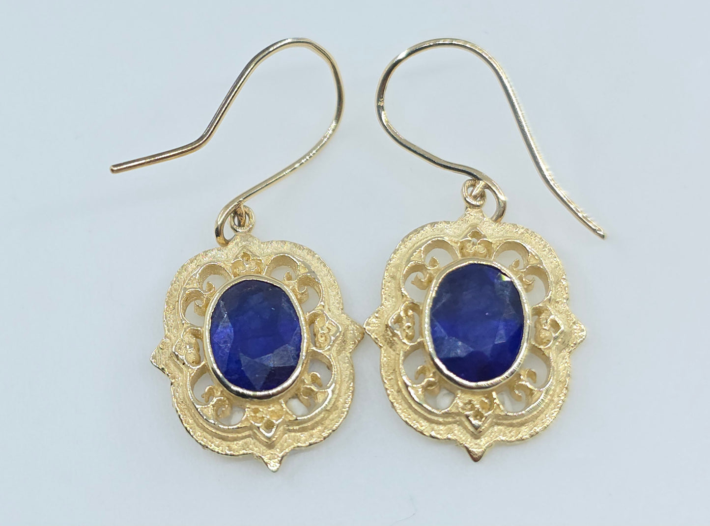 Blue Sapphire Earring 14k Yellow Gold #599
