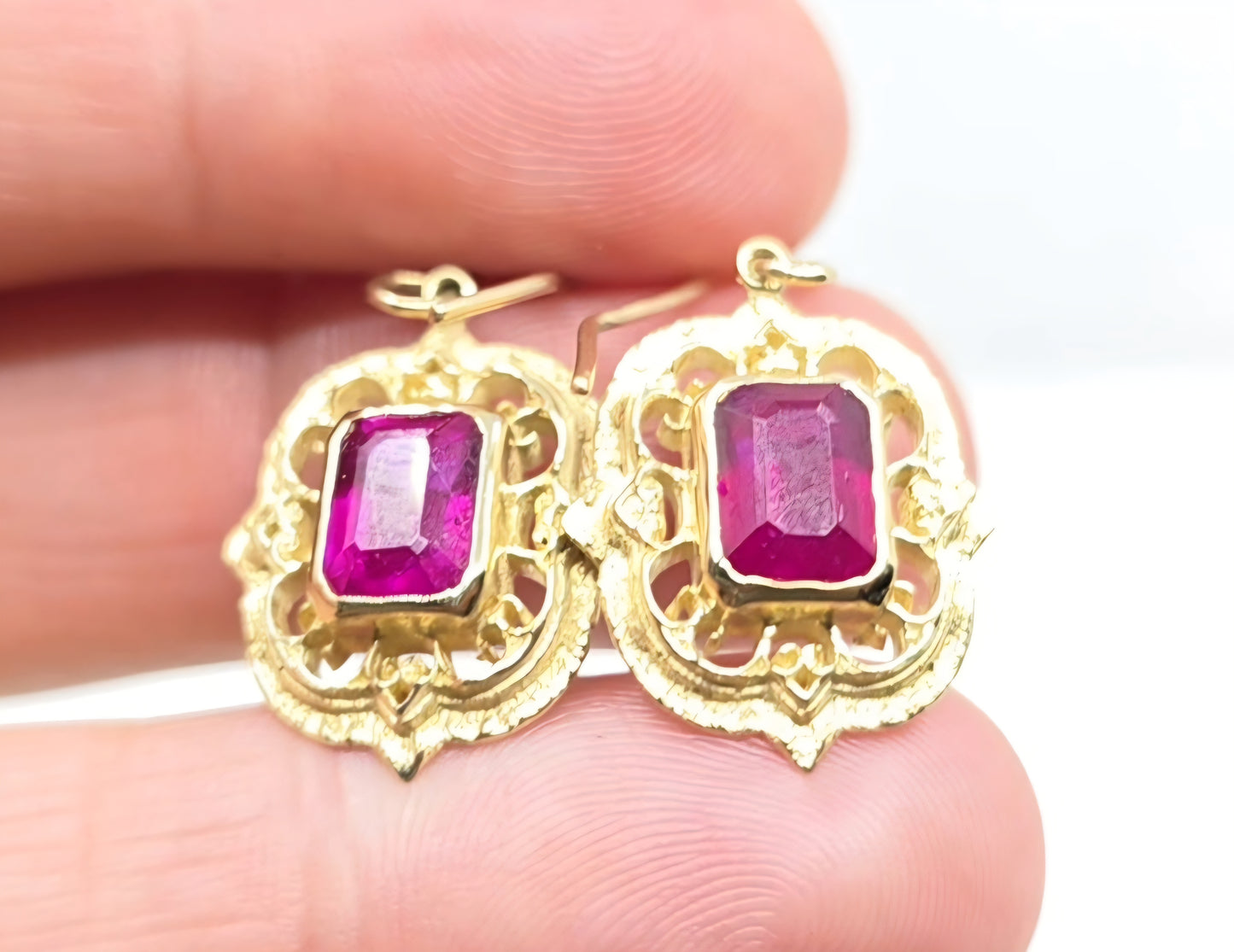 Ruby Earring 14k Yellow Gold #598