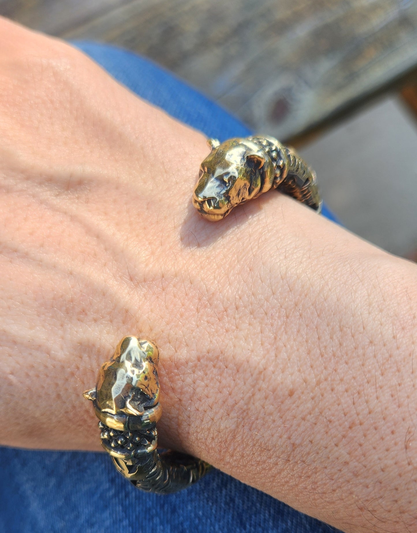 Rustic Brass Panther Cuff Bracelet #477