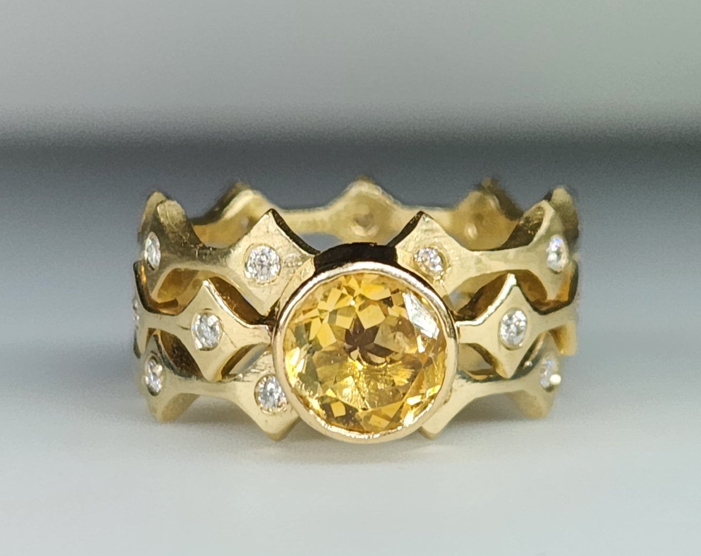 Yellow Citrine Stacking Ring 14k Yellow Gold - Handmade Jewelry #456