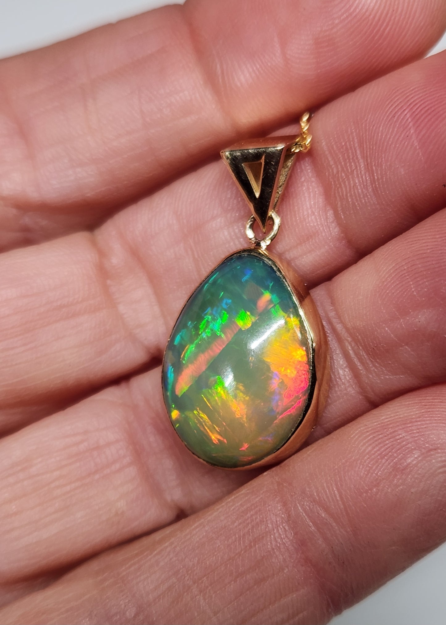 Opal Pendant 14k Yellow Gold Chain Necklace #449