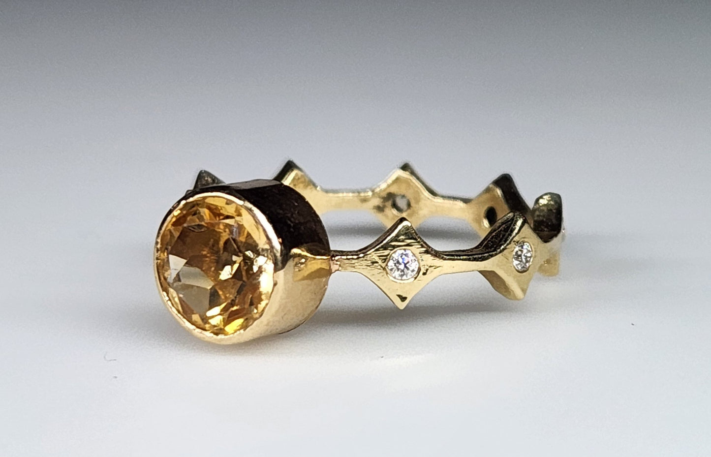 Yellow Citrine Stacking Ring 14k Yellow Gold - Handmade Jewelry #456
