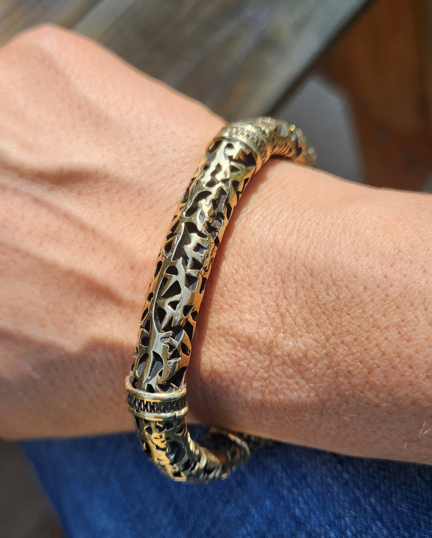 Rustic Brass Panther Cuff Bracelet #477