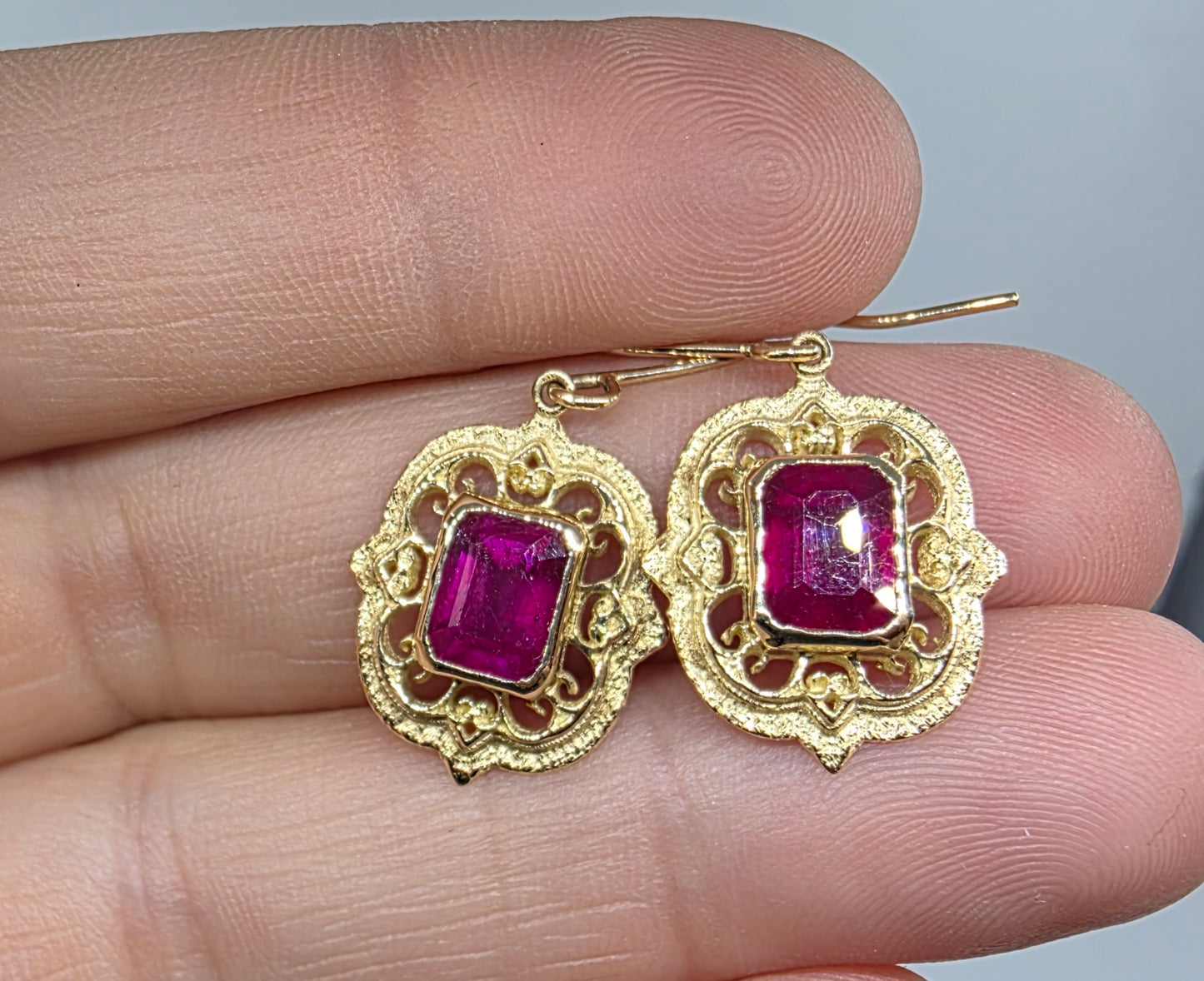 Ruby Earring 14k Yellow Gold #598