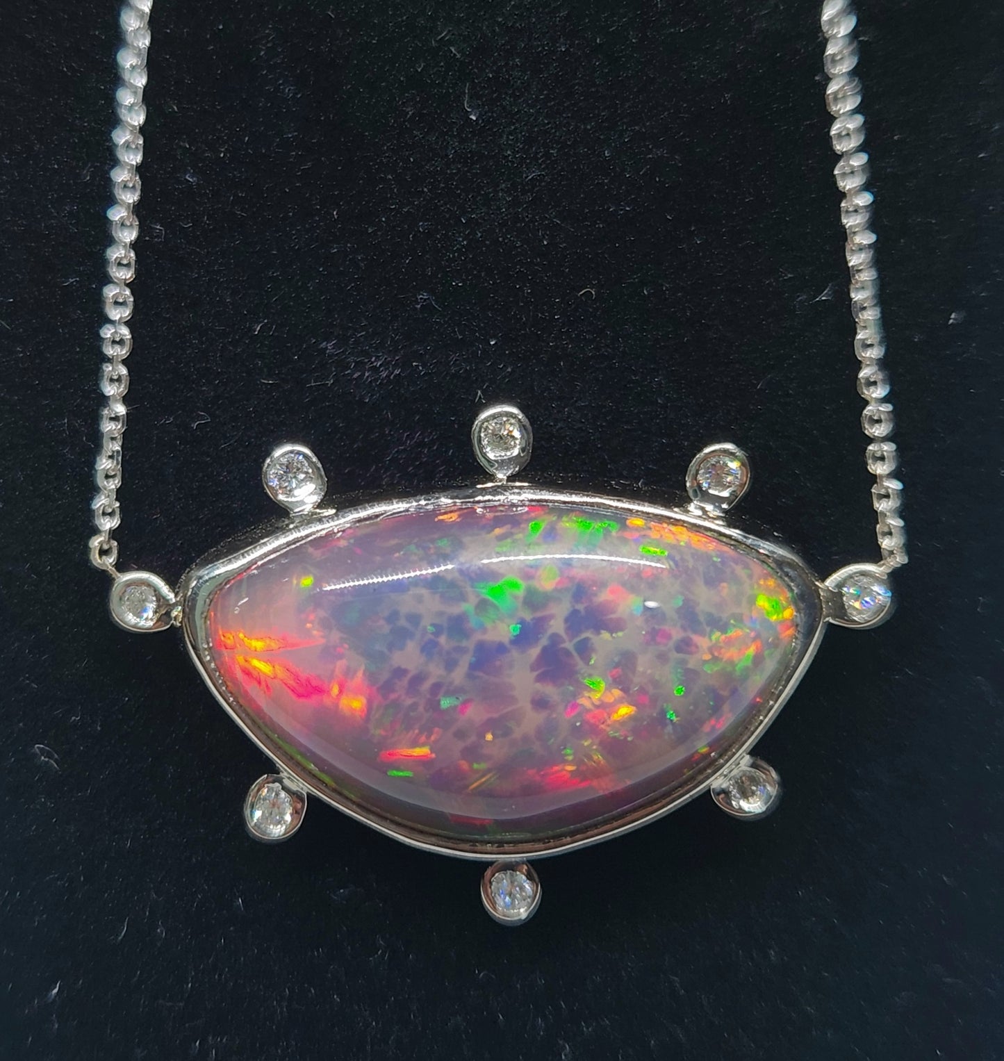 Opal & Diamond White Gold Pendant #529